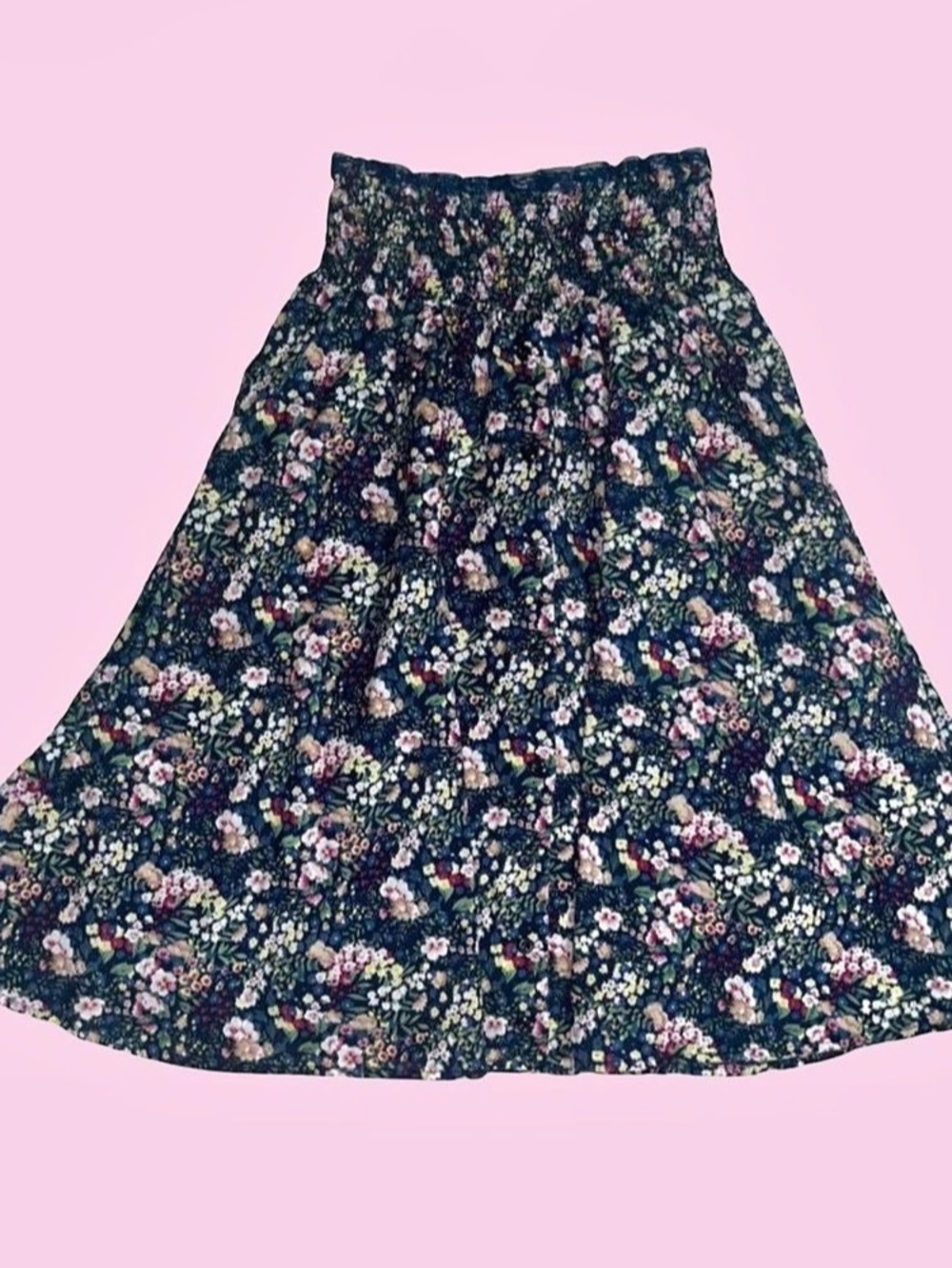 Floral A-Line Skirt in Blue & Pink Like New